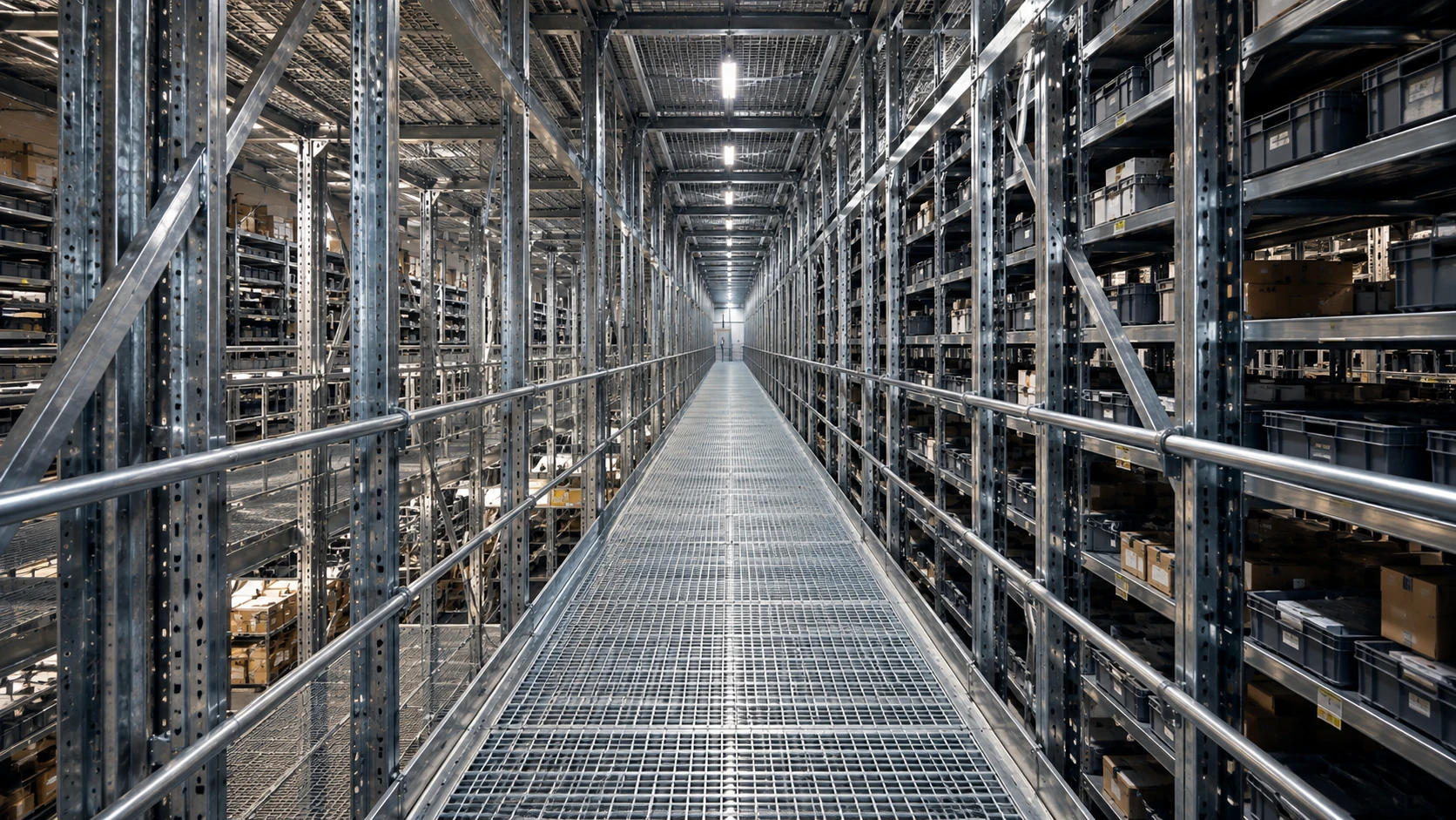 Scaffalature con camminamento Scaffalatura a passerella ideale per moltiplicare lo spazio.